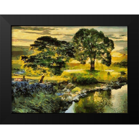 Green Landscape Black Modern Wood Framed Art Print by Medeiros, Celito