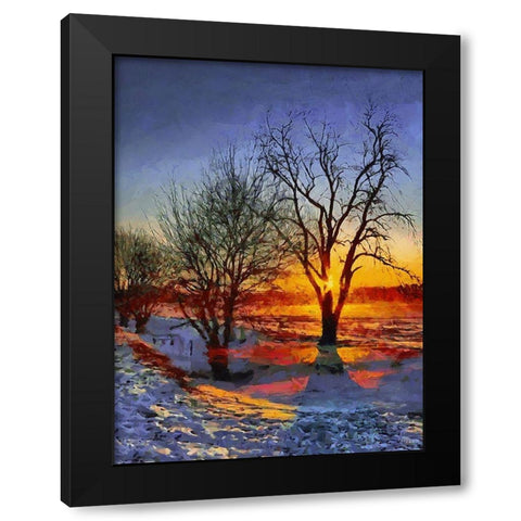 Sunrise in Frozen Landscape II Black Modern Wood Framed Art Print with Double Matting by Medeiros, Celito
