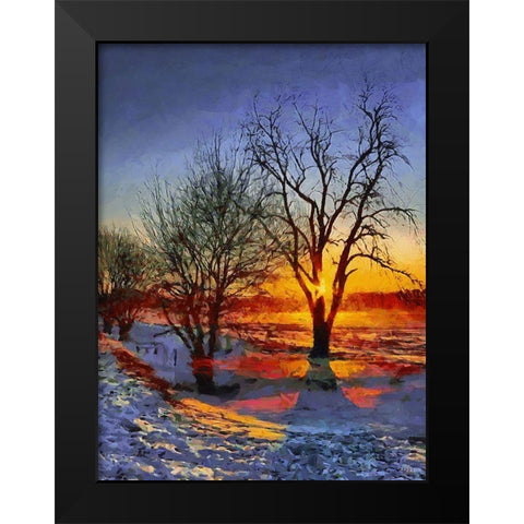 Sunrise in Frozen Landscape II Black Modern Wood Framed Art Print by Medeiros, Celito