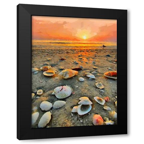 Shells on the Beach Black Modern Wood Framed Art Print with Double Matting by Medeiros, Celito