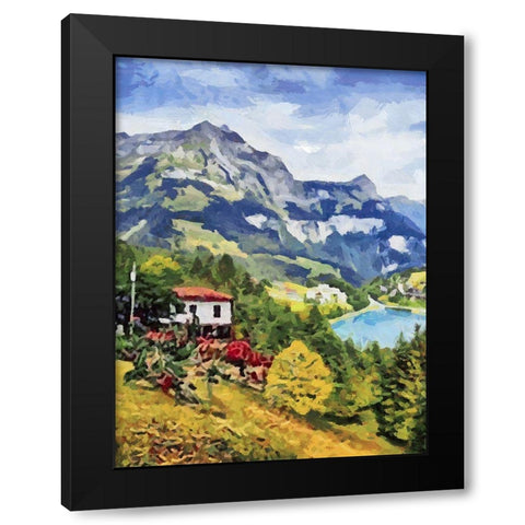Mountains Landscape Black Modern Wood Framed Art Print by Medeiros, Celito