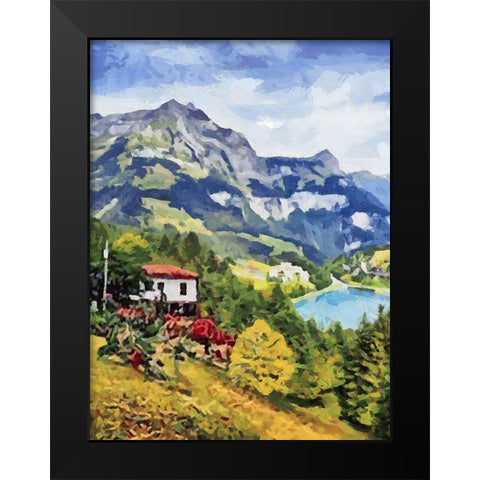 Mountains Landscape Black Modern Wood Framed Art Print by Medeiros, Celito