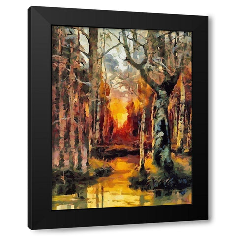 Bay in Autumn II Black Modern Wood Framed Art Print with Double Matting by Medeiros, Celito