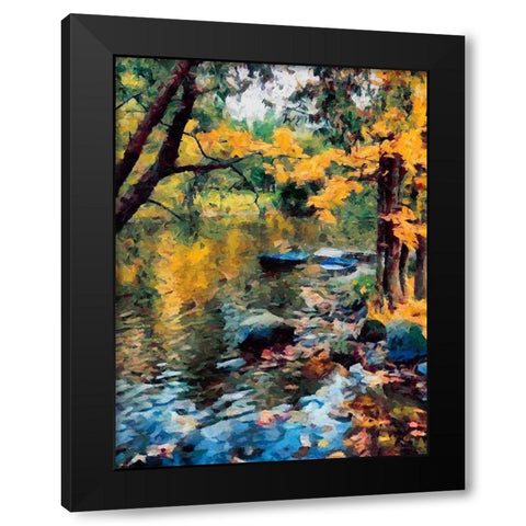 Boats on the River Black Modern Wood Framed Art Print with Double Matting by Medeiros, Celito