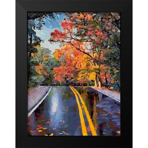Road like a Mirror Black Modern Wood Framed Art Print by Medeiros, Celito