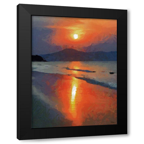 Sunset over the Mountains Black Modern Wood Framed Art Print with Double Matting by Medeiros, Celito