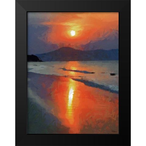 Sunset over the Mountains Black Modern Wood Framed Art Print by Medeiros, Celito