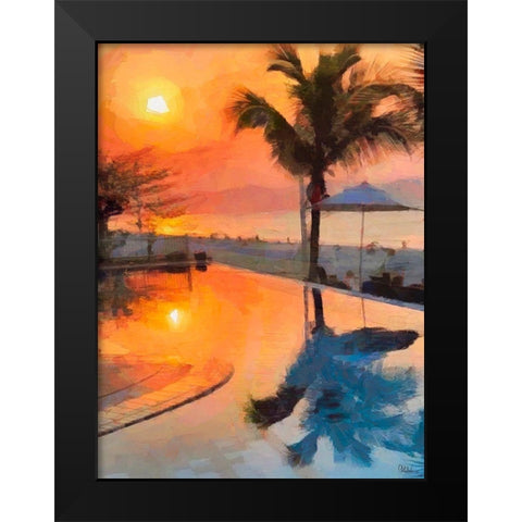 Sunset over the Beach Black Modern Wood Framed Art Print by Medeiros, Celito