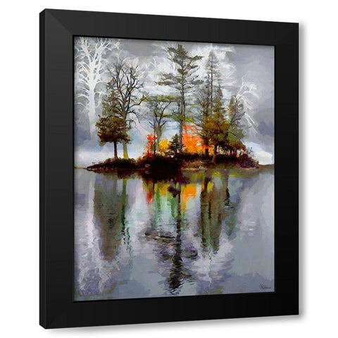 Autumn Island in the Lake Black Modern Wood Framed Art Print with Double Matting by Medeiros, Celito