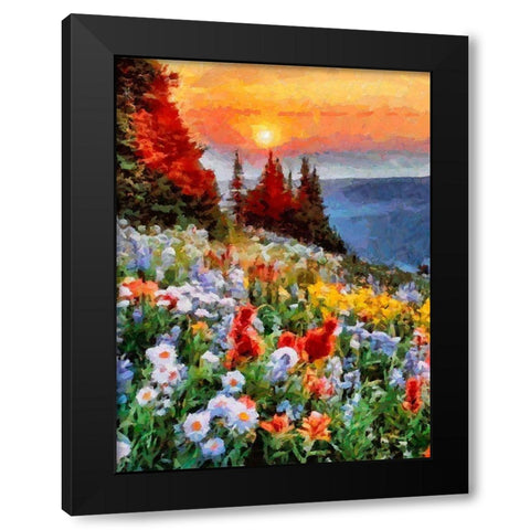 Blooming Meadow Black Modern Wood Framed Art Print with Double Matting by Medeiros, Celito