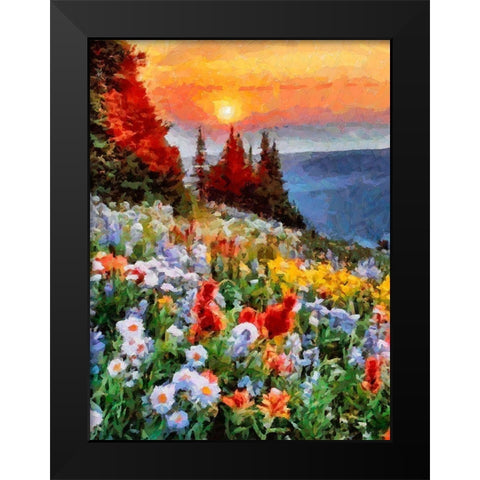 Blooming Meadow Black Modern Wood Framed Art Print by Medeiros, Celito