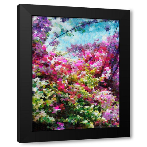 Pink Flowering Garden I Black Modern Wood Framed Art Print with Double Matting by Medeiros, Celito