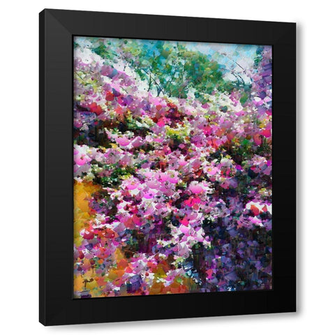 Pink Flowering Garden II Black Modern Wood Framed Art Print with Double Matting by Medeiros, Celito