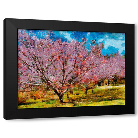 Pink Flowering Tree III Black Modern Wood Framed Art Print by Medeiros, Celito
