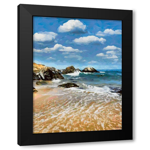 Rocky Beach Black Modern Wood Framed Art Print with Double Matting by Medeiros, Celito