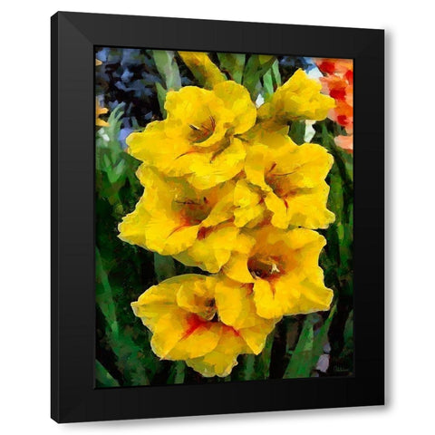 Yellow Hyacint Black Modern Wood Framed Art Print by Medeiros, Celito