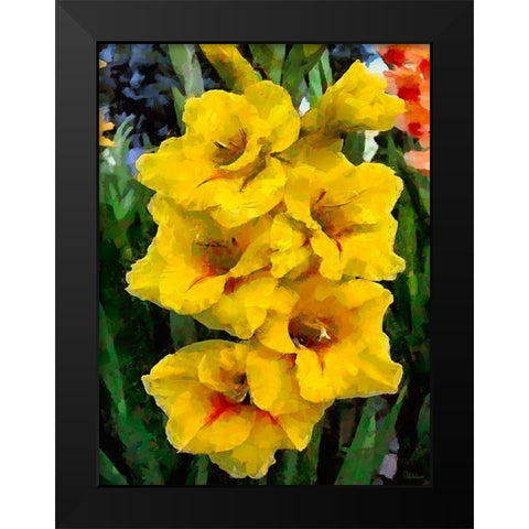 Yellow Hyacint Black Modern Wood Framed Art Print by Medeiros, Celito