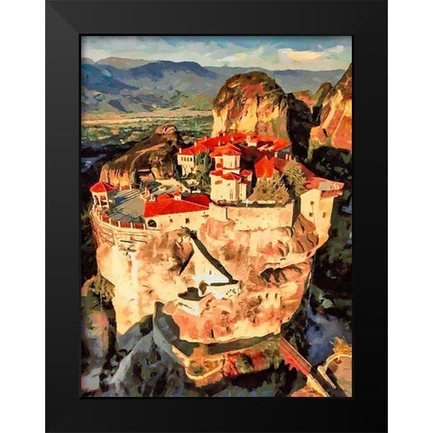 Temple in Greece Black Modern Wood Framed Art Print by Medeiros, Celito