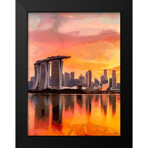 Memories from Singapur I Black Modern Wood Framed Art Print by Medeiros, Celito