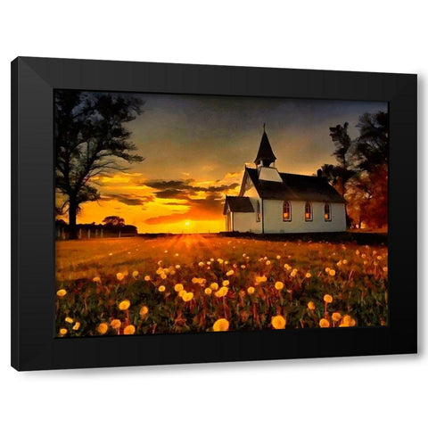 Small Churche by Sunset Black Modern Wood Framed Art Print with Double Matting by Medeiros, Celito