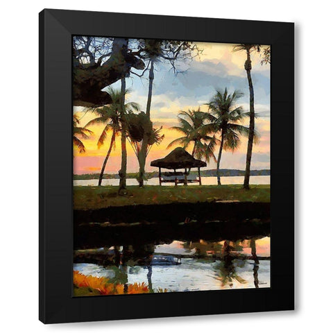 Palms near Sea Black Modern Wood Framed Art Print by Medeiros, Celito