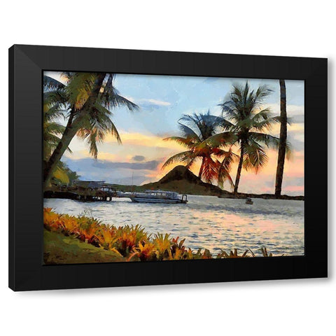 Palms near Sea II Black Modern Wood Framed Art Print with Double Matting by Medeiros, Celito