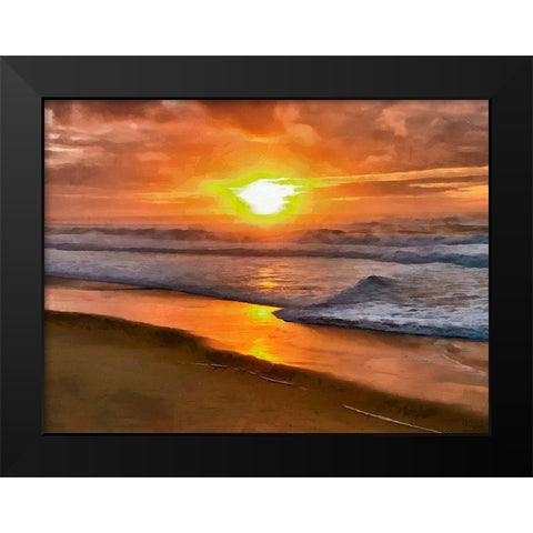 Sunset above the Sea Black Modern Wood Framed Art Print by Medeiros, Celito