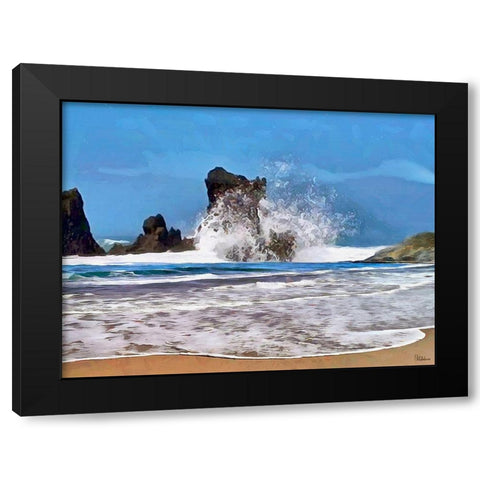 Rocks in the Surf I Black Modern Wood Framed Art Print by Medeiros, Celito