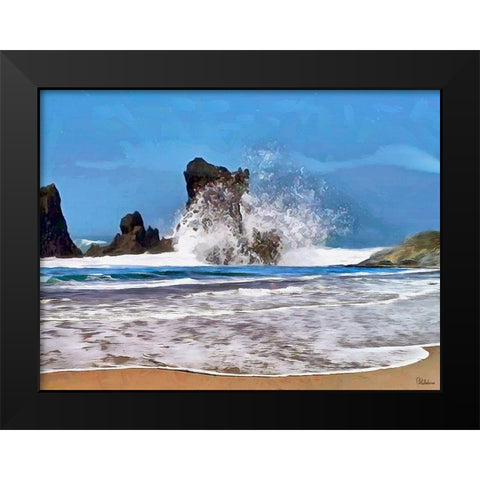 Rocks in the Surf I Black Modern Wood Framed Art Print by Medeiros, Celito
