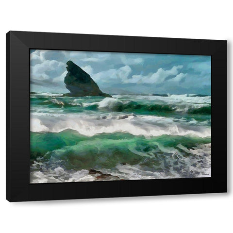 Rocks in the Surf II Black Modern Wood Framed Art Print by Medeiros, Celito