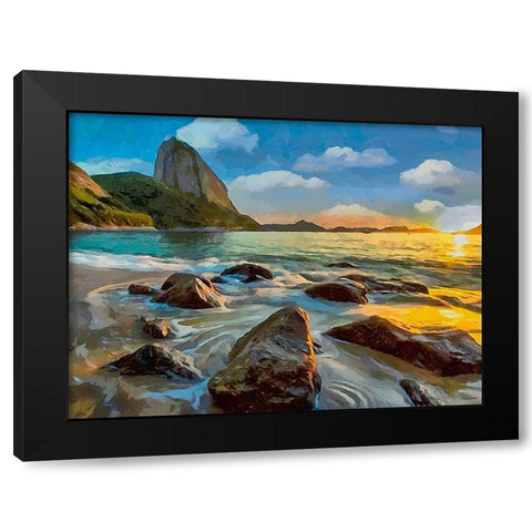 Beach in Rio I Black Modern Wood Framed Art Print with Double Matting by Medeiros, Celito