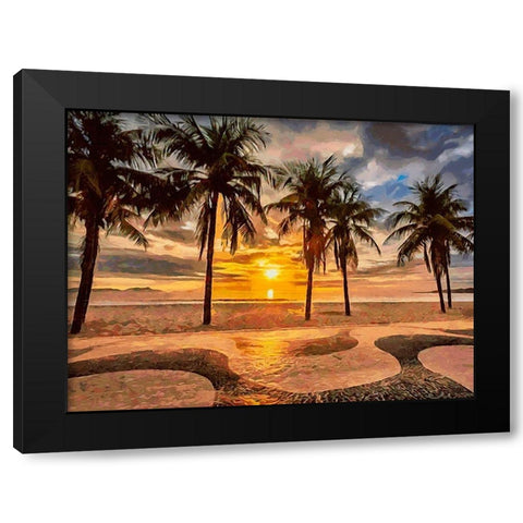 Beach in Rio II Black Modern Wood Framed Art Print by Medeiros, Celito