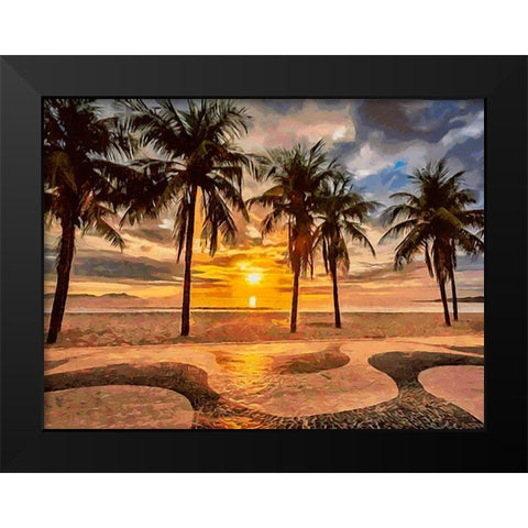 Beach in Rio II Black Modern Wood Framed Art Print by Medeiros, Celito