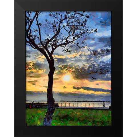 A Tree at Sunset Black Modern Wood Framed Art Print by Medeiros, Celito