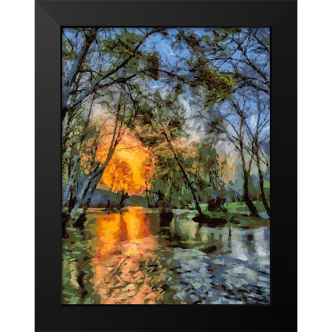 Sunset above the River Black Modern Wood Framed Art Print by Medeiros, Celito