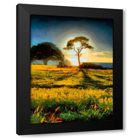 Tree in the Sunset Black Modern Wood Framed Art Print with Double Matting by Medeiros, Celito