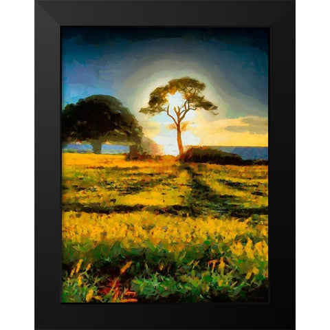 Tree in the Sunset Black Modern Wood Framed Art Print by Medeiros, Celito
