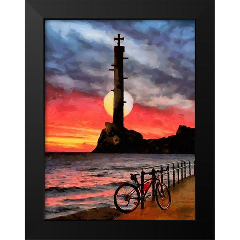 Old Lighthouse with a Cross I Black Modern Wood Framed Art Print by Medeiros, Celito