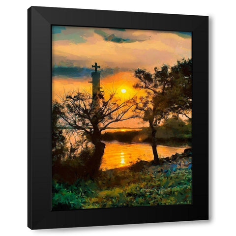 Old Lighthouse with a Cross III Black Modern Wood Framed Art Print by Medeiros, Celito