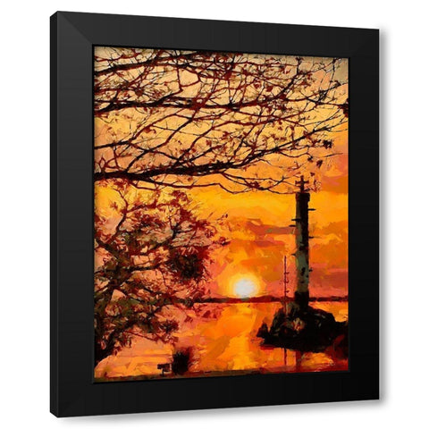 Old Lighthouse with a Cross IV Black Modern Wood Framed Art Print by Medeiros, Celito