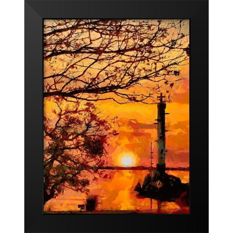 Old Lighthouse with a Cross IV Black Modern Wood Framed Art Print by Medeiros, Celito
