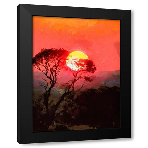 Sunset behind the Tree I Black Modern Wood Framed Art Print with Double Matting by Medeiros, Celito