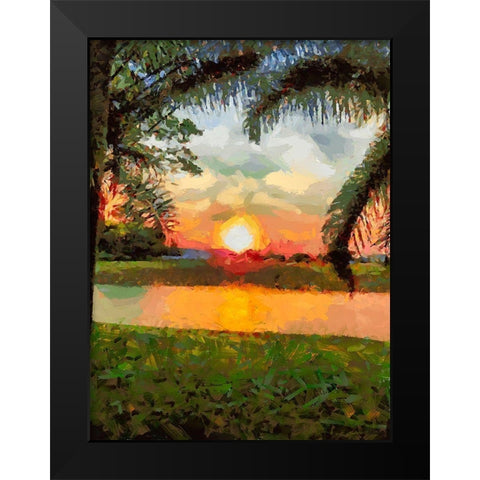 Sunset behind the Tree III Black Modern Wood Framed Art Print by Medeiros, Celito