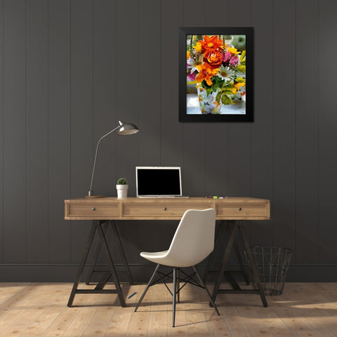 Bouquet of Flowers Black Modern Wood Framed Art Print by Medeiros, Celito