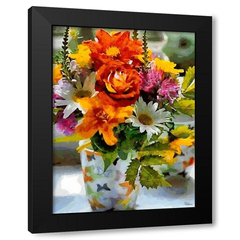 Bouquet of Flowers Black Modern Wood Framed Art Print by Medeiros, Celito