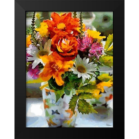 Bouquet of Flowers Black Modern Wood Framed Art Print by Medeiros, Celito