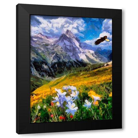 Eagle above the Mountains Black Modern Wood Framed Art Print by Medeiros, Celito