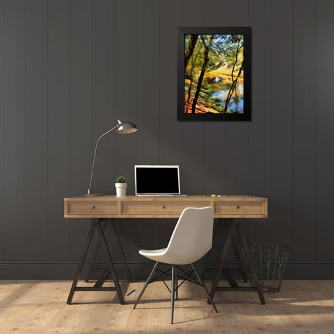 Slowly River Black Modern Wood Framed Art Print by Medeiros, Celito