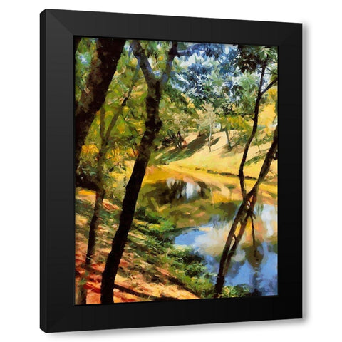 Slowly River Black Modern Wood Framed Art Print with Double Matting by Medeiros, Celito