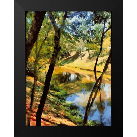 Slowly River Black Modern Wood Framed Art Print by Medeiros, Celito